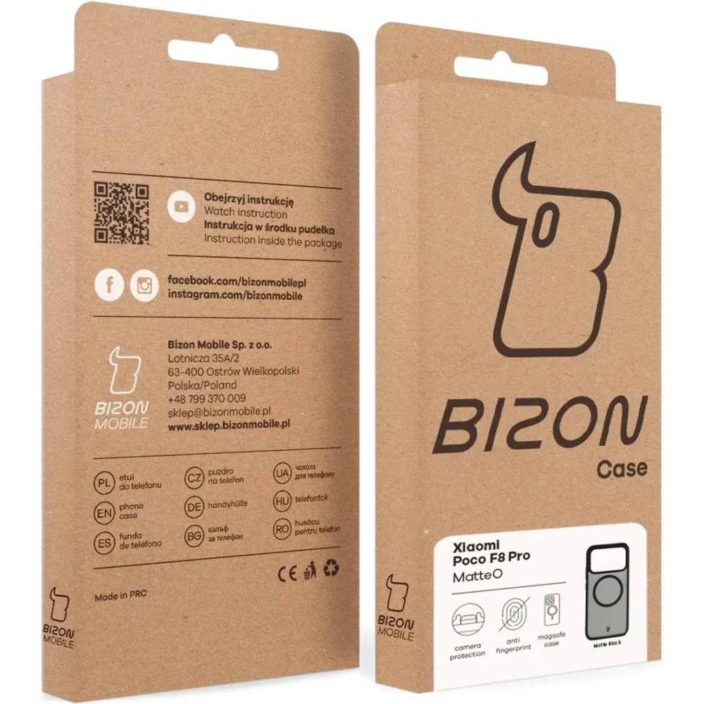 Etui z pierścieniem magnetycznym Bizon Case MatteO do Xiaomi POCO F8 Pro przydymione-czarne